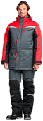 Костюм ОПЗ зимний КМ-10 ЛЮКС мужской цв. серый-чёрный с красным