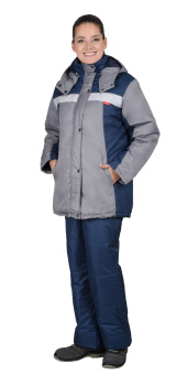 картинка Куртка утепленная ФРИСТАЙЛ женская цв.синий с серым от магазина ПРОФИ+