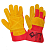Перчатки спилковые комбинированные ДИГГЕР усиленные цв. желтый с красным