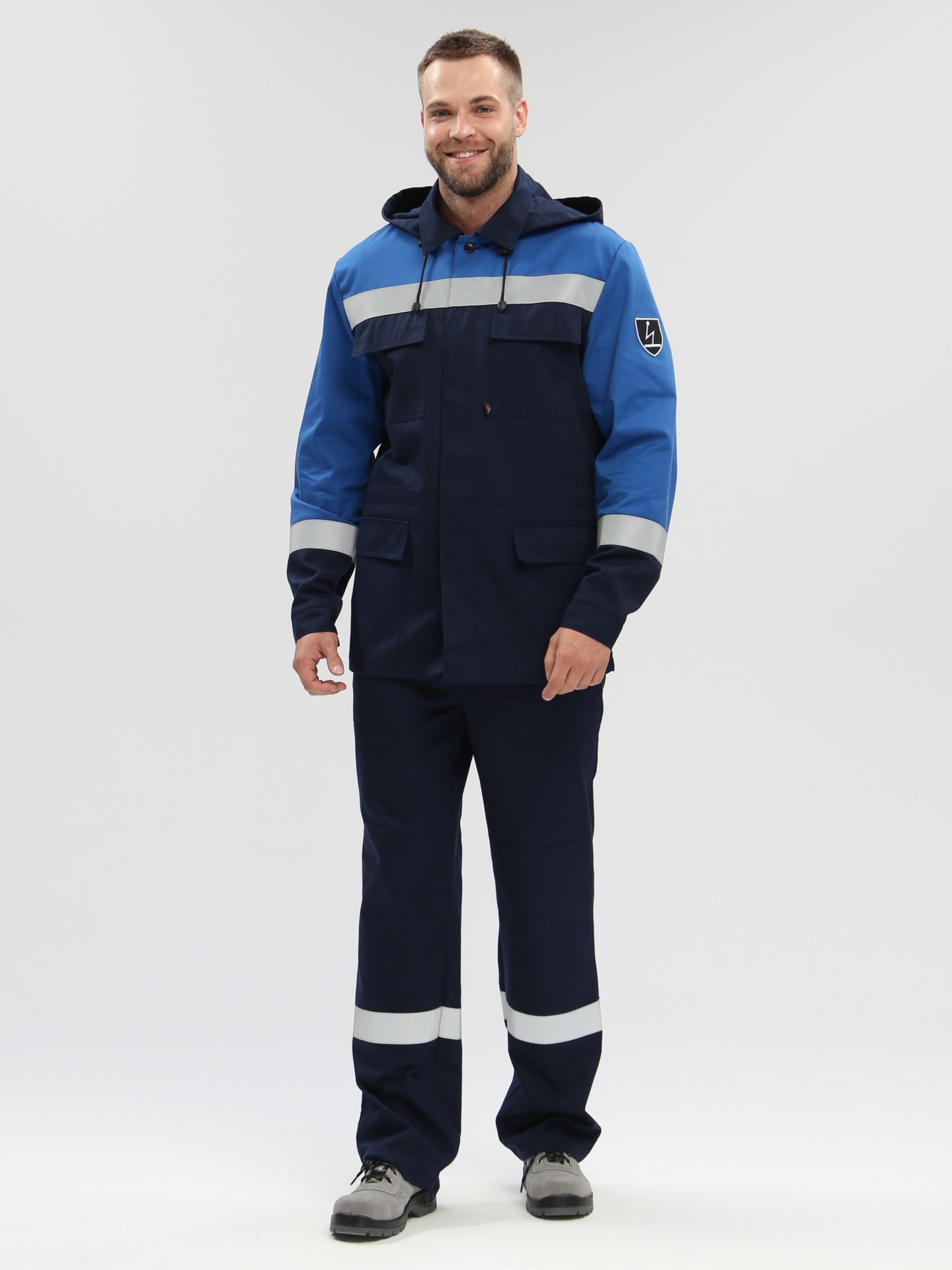 Костюм антистатичный летний ЭКСПЕРТ - АНТИСТАТ МВО NEW (полукомбинезон) цв.темно-синий с васильковым