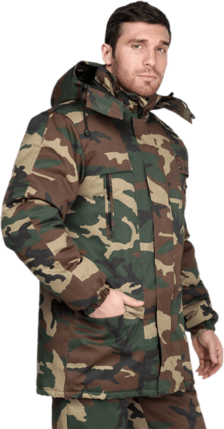 Куртка для охраны зимняя ТУРИСТ мужская КМФ зеленый