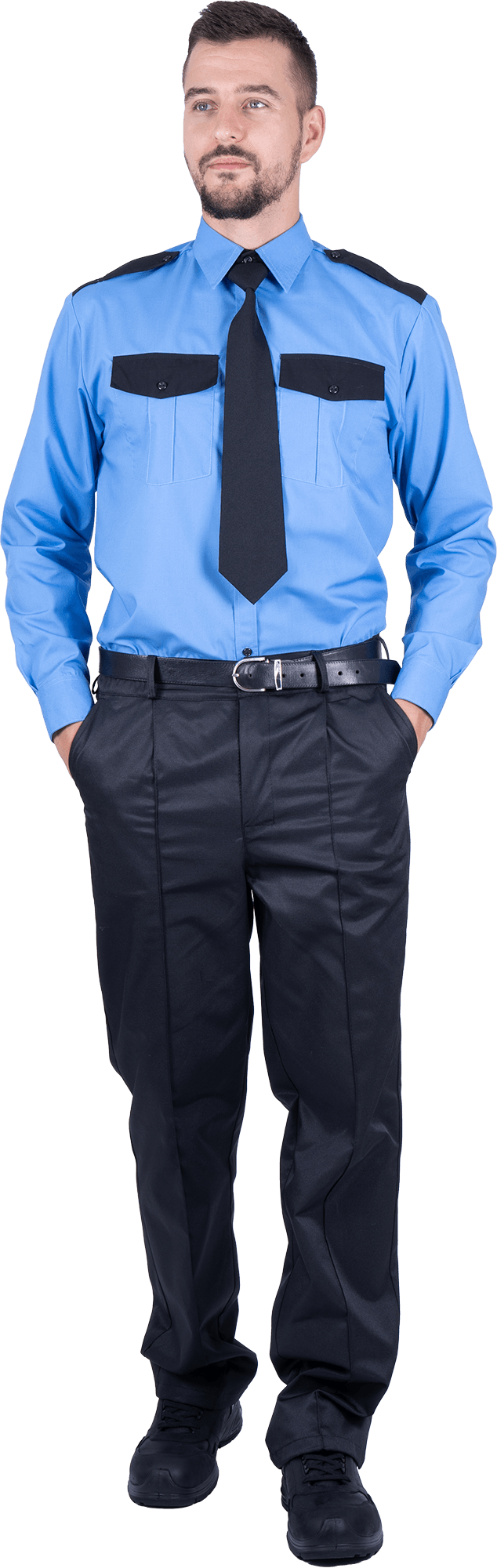 Сорочка для охраны ОХРАННИКА мужская цв. голубой длинный рукав
