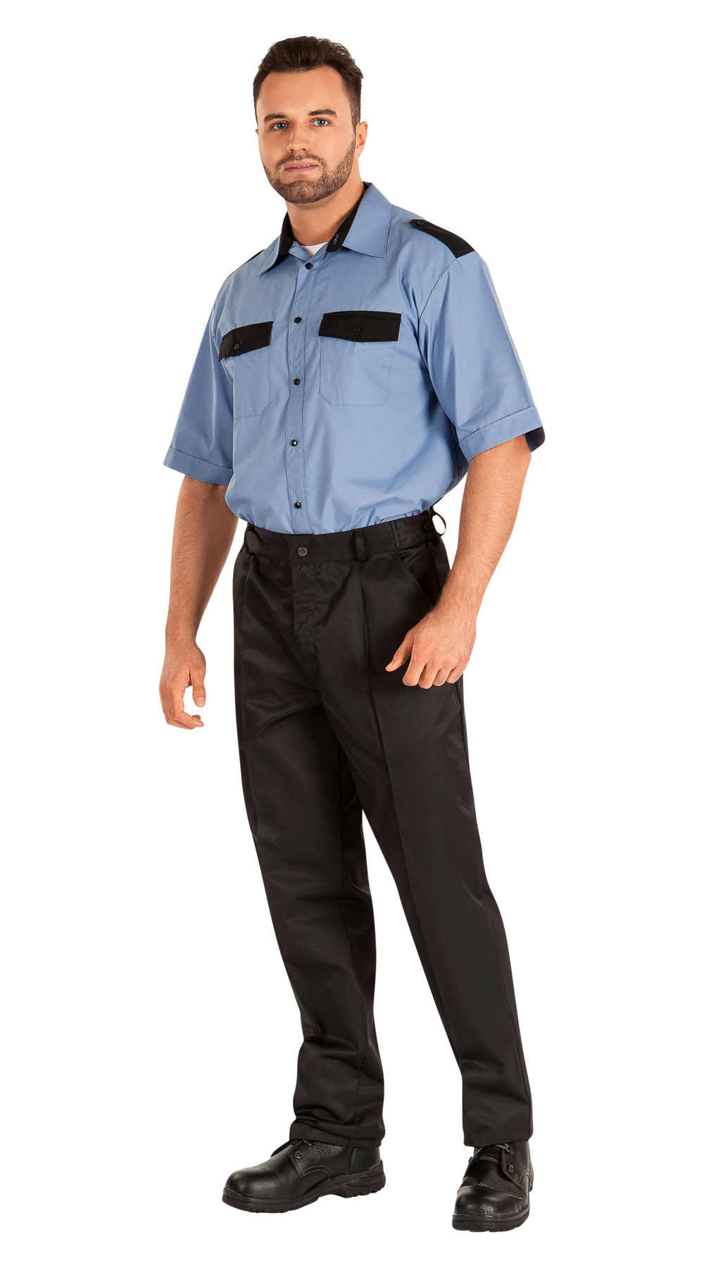 Сорочка для охраны СТРАЖ-1 мужская цв. голубой короткий рукав