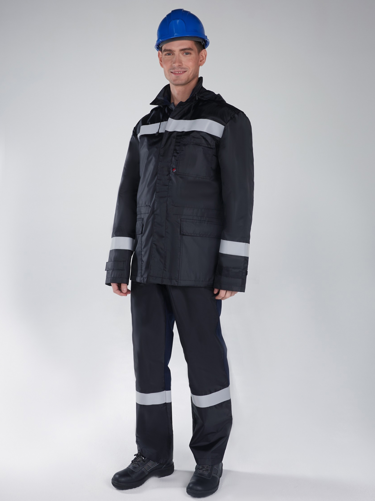 Костюм антистатичный летний ЭКСПЕРТ - ОЙЛ НМВО (полукомбинезон) цв. темно-синий с черным