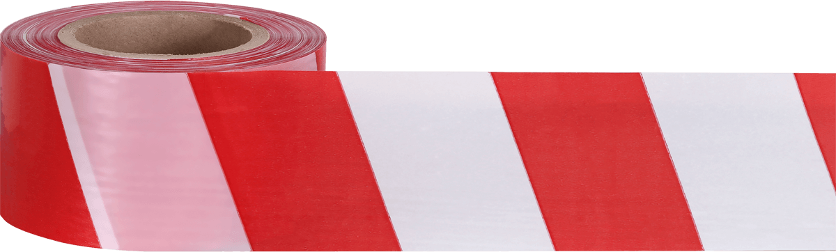 Лента сигнальная цв. белый с красным 250 м (ширина 75)