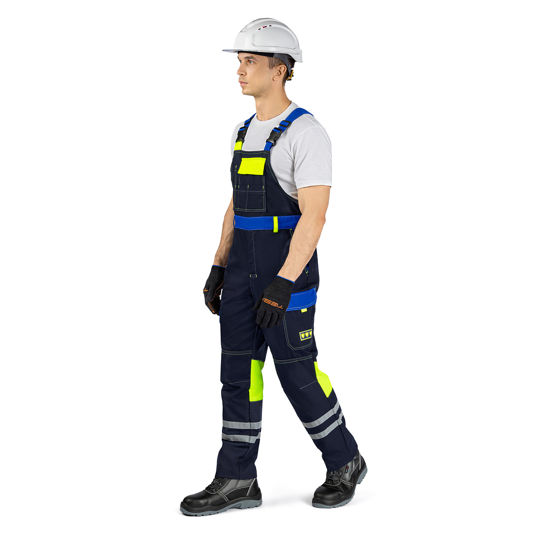 Полукомбинезон антистатический летний МастАнтистат мужской цв. темно-синий с васильковым и лайм