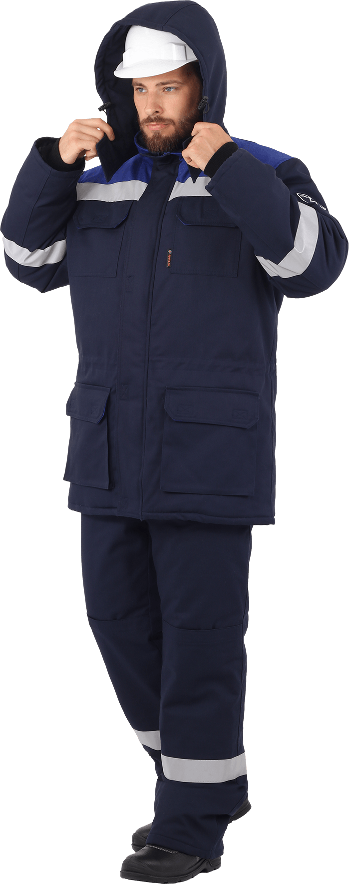 Костюм антистатичный зимний АНТИСТАТ мужской цв. темно синий с васильковым