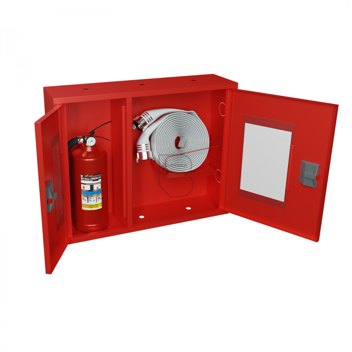 Шкаф пожарный навесной открытый для крана, рукава и одного огнетушителя (ШПК-315)