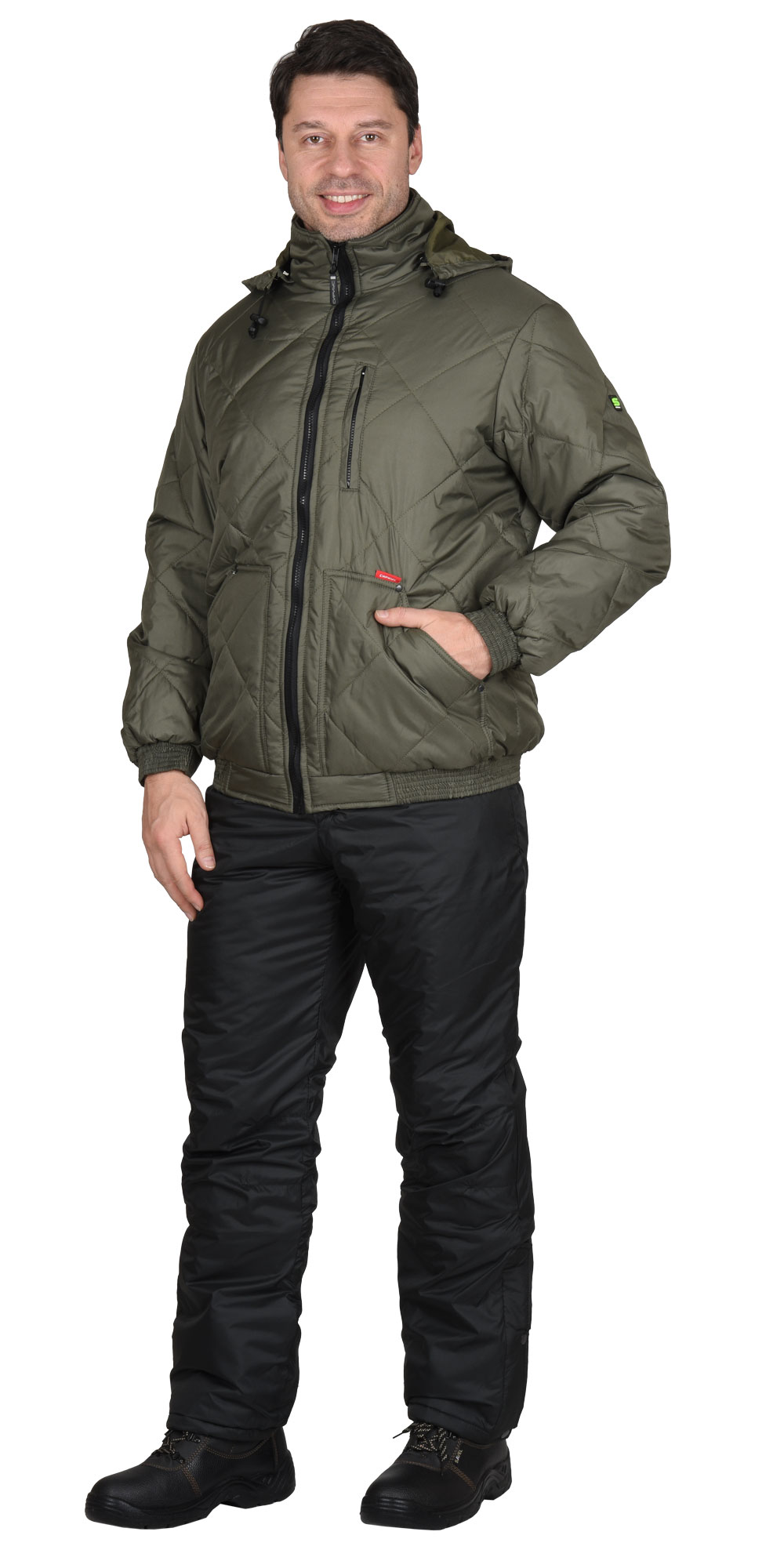 Куртка утепленная ПРАГА-ЛЮКС с капюшоном мужская цв. оливковый