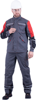картинка Куртка ОПЗ летняя ХАЙ-ТЕК мужская цв.серый с красной и чёрной отделкой от магазина ПРОФИ+