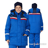 Костюм ОПЗ зимний СТРОЙКА женский цв. васильковый с синей и красной кокеткой