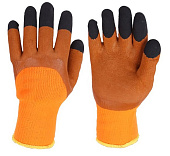Перчатки утепленные АКРИЛОВЫЕ со вспененным латексным покрытием цв. оранжево-коричневые