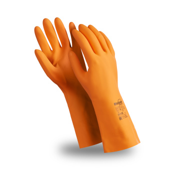картинка Перчатки латексные ЦЕТРА (CG-947/L-F-04) 0,75 мм цв. оранжевый от магазина ПРОФИ+