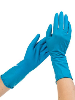 картинка Перчатки латексные SafeMAX смотровые цв. голубые от магазина ПРОФИ+