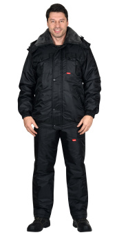 картинка Куртка для охраны зимняя ПОЛЮС мужская короткая цв. черный от магазина ПРОФИ+