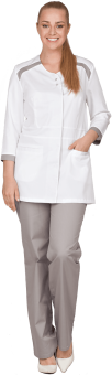 картинка Костюм медицинский МИРАЖ женский цв. белый со светло серым от магазина ПРОФИ+