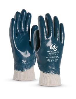 картинка Перчатки нитриловые MS НИТРИЛ РП, (MS-122) полный облив трикотажный манжет цв. синий от магазина ПРОФИ+