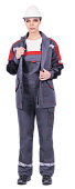 Куртка ОПЗ летняя ХАЙ-ТЕК SAFETY женская цв. серый с красной и чёрной отделкой
