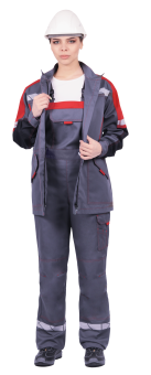 картинка Куртка ОПЗ летняя ХАЙ-ТЕК SAFETY женская цв. серый с красной и чёрной отделкой от магазина ПРОФИ+