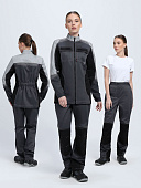 Костюм ОПЗ летний ВЕКТРОН – 1 У. (брюки) женский цв. темно-серый со светло-серой и черной отделкой