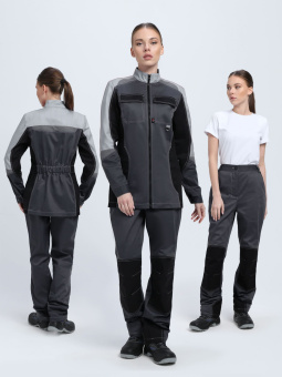 картинка Костюм ОПЗ летний ВЕКТРОН – 1 У. (брюки) женский цв. темно-серый со светло-серой и черной отделкой от магазина ПРОФИ+