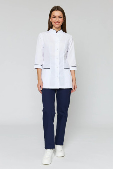 картинка Костюм медицинский DOCTOR BIG 4-06-01-3 женский рукав ¾ на кнопках цв. белый с темно-синим от магазина ПРОФИ+