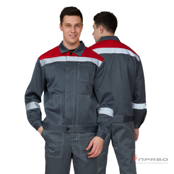 картинка Костюм ОПЗ летний ПАНТЕОН 2 СОП (полукомбинезон) мужской цв. темно-серый с красным от магазина ПРОФИ+