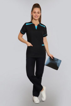 картинка Костюм медицинский м.455 женский короткий рукав цв. т-синий от магазина ПРОФИ+