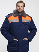 Куртка ОПЗ зимняя для БРИГАДИРА NEW мужская цв. темно-синий с оранжевой кокеткой