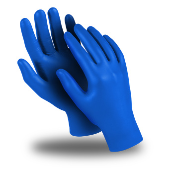 картинка Перчатки латексные ЭКСПЕРТ (DG-043) 0.12 мм текстура на пальцах цв. синий от магазина ПРОФИ+