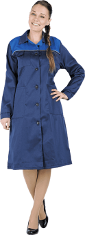 картинка Халат ОПЗ СТАНДАРТ женский цв. темно-синий с васильковым от магазина ПРОФИ+