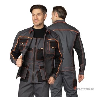 картинка Костюм ОПЗ летний БРЕНД 2 2020 (полукомбинезон) мужской цв. т/серый с т/серый и черным от магазина ПРОФИ+