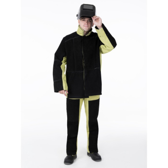 картинка Костюм для сварщиков летний MILL - СВАРЩИКА ГОСТ 2,8 мужской тк. парусина/спилок цв. хаки от магазина ПРОФИ+