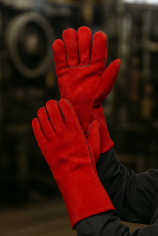 картинка Краги СПИЛКОВЫЕ с подкладкой цв. красный от магазина ПРОФИ+