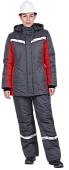 Куртка утепленная ВИРАЖ НЕО женская цв. темно-серый с красной отделкой