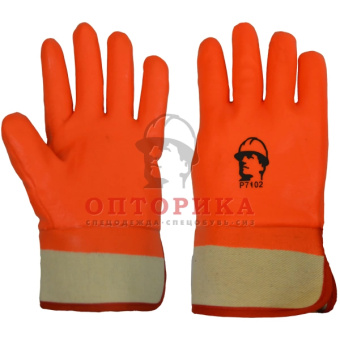 картинка Перчатки морозостойкие РОСМАРКА (7102) с ПВХ покрытием манжет крага цв. оранжевый от магазина ПРОФИ+