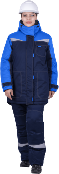картинка Костюм ОПЗ зимний КМ-10 ЛЮКС женский цв. синий с васильковым IV и особый климатический пояс от магазина ПРОФИ+