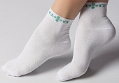 Носки женские цв. белый с зелёным логотипом