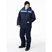 Куртка ОПЗ зимняя MILL - БРИГАДИР СОП с меховым воротником мужская цв. синий с васильковым