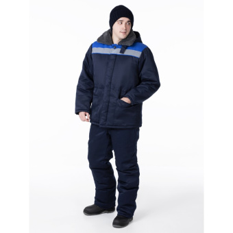 картинка Куртка ОПЗ зимняя MILL - БРИГАДИР СОП с меховым воротником мужская цв. синий с васильковым от магазина ПРОФИ+