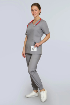 картинка Костюм медицинский хирургический 4-30.1-01-1 женский короткий рукав цв. серый от магазина ПРОФИ+