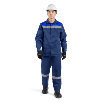 картинка Костюм ОПЗ летний СТАНДАРТ СОП (брюки) мужской цв. темно-синий с васильковым от магазина ПРОФИ+