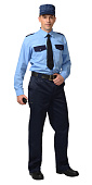 Рубашка для охраны ОХРАННИКА мужская цв. голубой с темно-синим длиный рукав
