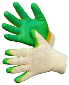 картинка Перчатки х/б с двойным латексом СУПЕР ЛЮКС 13 класс вязки от магазина ПРОФИ+