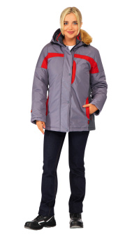 картинка Куртка утепленная ЛЕДИ СПЕЦ женская цв.серый с красным от магазина ПРОФИ+
