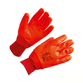 Перчатки морозостойкие НМС с ПВХ покрытием манжет резинка цв. оранжевый