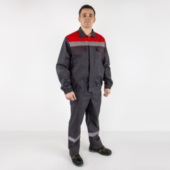 картинка Костюм ОПЗ летний MILL - ПРОФИ (полукомбинезон) мужской цв. темно-серый с красным от магазина ПРОФИ+
