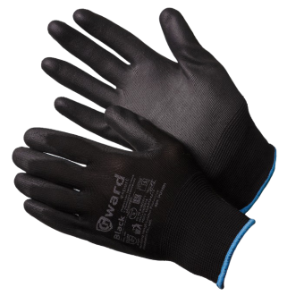картинка Перчатки нейлоновые GWARD Black (PU1001) черный с черным полиуретаном от магазина ПРОФИ+