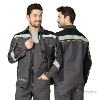 картинка Костюм ОПЗ летний БРЕНД 2 КОРПОРАТИВ (полукомбинезон) мужской цв. темно-серый и черным от магазина ПРОФИ+