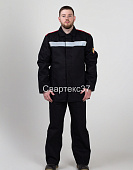 Костюм для сварщиков летний ГЕРКУЛЕС с СОП мужской 2 класс защиты цв. черный с красным